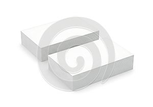 Two pristine white rectangular blocks standing upright against a white background