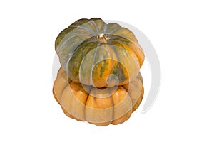 Two pumpkins isolated on a white background