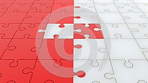Two puzzles in white and red