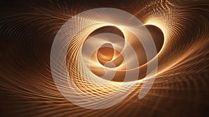 Two qubits in perfect Bell state, arcs showing correlation, softly lit space photo