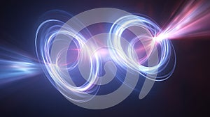 Two Qubits Swirling in Perfect Correlation | Arcs Forming Iconic Bell State Resonance Softly Lit photo