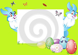 Two rabbit with eggs