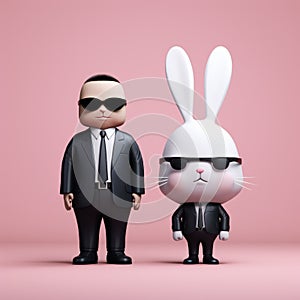 Minimalist 3d Characters: Rabbit And Richard In Corporate Punk Style photo