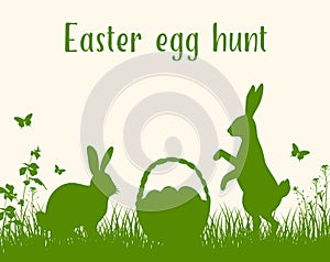 Two rabbits and Easter basket