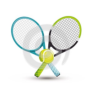 Two racket tennis ball icons graphic