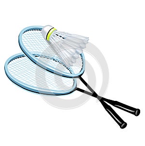 Two rackets and badminton shuttlecock