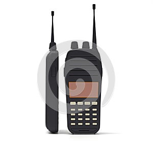Two radio transceivers. 3d rendering illustration on white background. photo