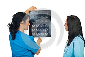 Two radiologists women with MRI