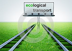 Two railroads of ecological transport with advertisement