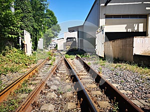 Two railway lines near the industrial zone