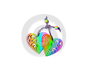 Two rainbow hearts.Unisex love. Bisexual, gay and lesbian relationships. LGBT PERSON photo