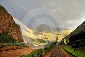 Two rainbows in the landscape photo