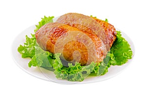 two raw pork meat rolled with spices