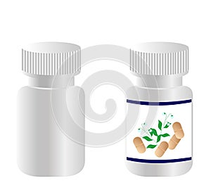 Two realistic bottles with tablets