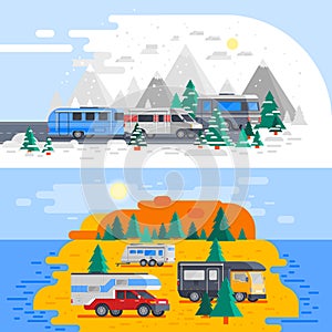 Two Recreational Vehicles Composition