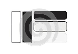 Two rectangular objects and two rounded rectangular objects isolated on white background