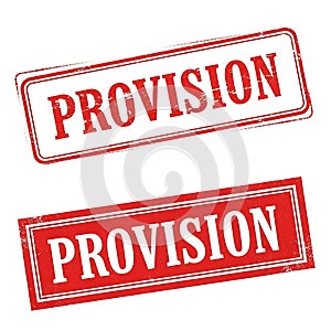 Two rectangular rubber stamps with the word provision isolated on white background