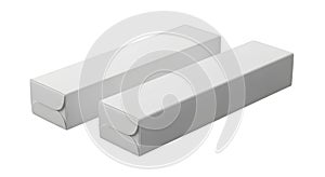 Two rectangular white product boxes mockup isolated on for packaging design white background white background