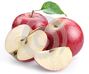 Two red apple and apple slices.