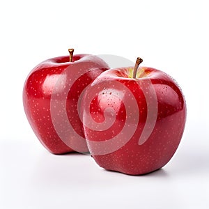 Two red apples, very delicious, on a white background Generate AI