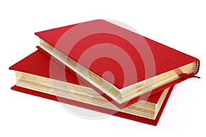 Two red books isolated on white