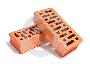 Two red bricks with rectangular holes