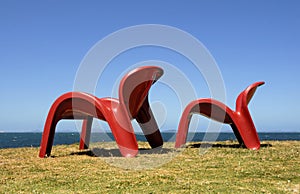 Two red chairs