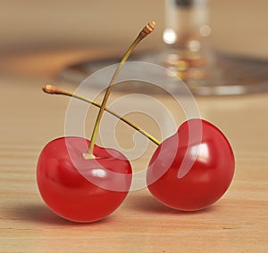 Two red cherries
