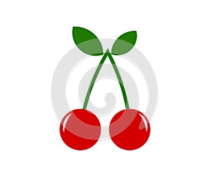 Two red cherries with leaf icon