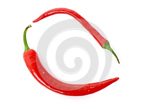 Two red chilly pepper isolated