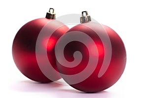 Two red christmas ball, isolated