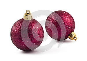 Two red Christmas baubles