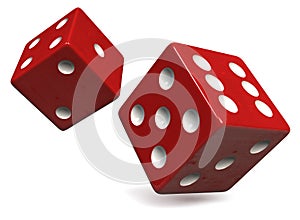 Two Red Dice Isolated. on White
