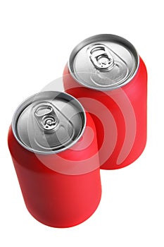 Two red drink cans
