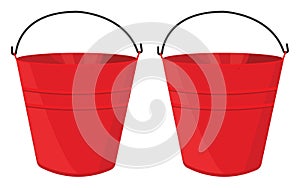 Two red fire buckets, icon