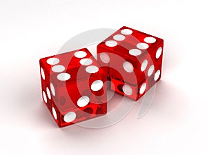 Two red glass dices