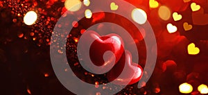 Two Red Hearts On Shiny Background