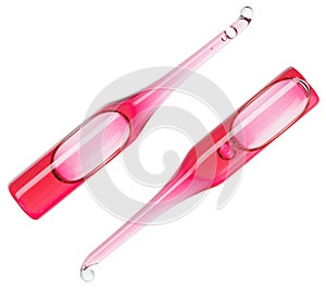 Two red medical ampoules