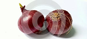 Two Red Onions Isolated on White Background