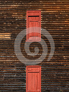 Two Red Doors in Old Grist Mill