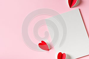 Two red paper hearts, valentine and mothers day concept
