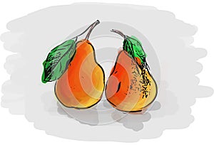 Two red pears