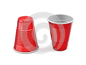 Two red plastic cup 3D