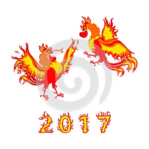 Two red symbol 2017 year