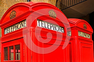 Two Red telephone boxes in London, UK