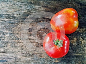 Two red tomatoes, delicious vegetable