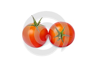 two red tomatoes isolated on the white background