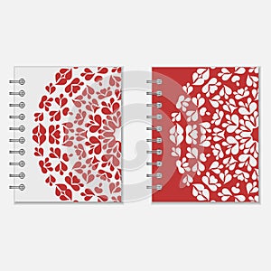 Two red and white notebook covers design