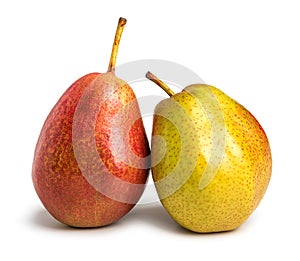 Two red-yellow pears. Isolate