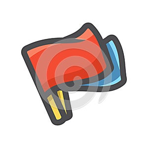 Two Referee flags Vector icon Cartoon illustration